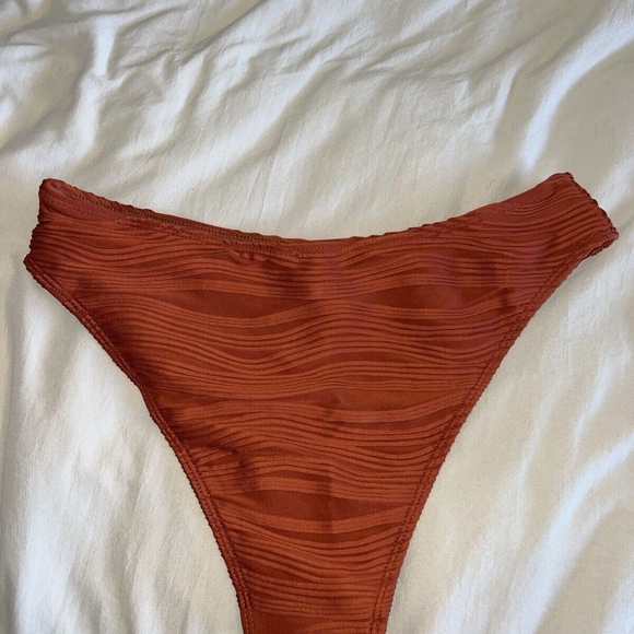 ZAFUL Women Strapless Wave Bandeau Bikini 2 Piece Swimwear Cheeky. Lace up. Sz M - Picture 14 of 16